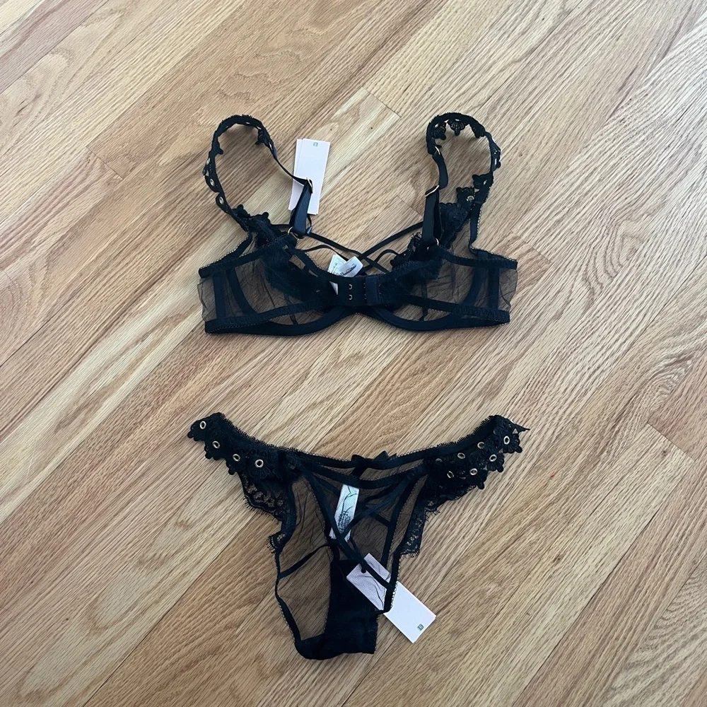 Agent provocateur sexy black lingerie set tie up corset bra and knickers - Picture 4 of 4
